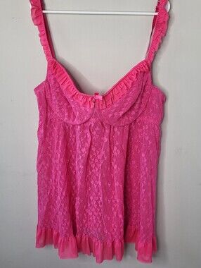 Cacique Pink Lace Ruffle Cami Top 26/28